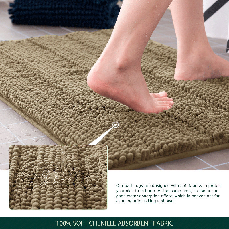 Chenault Soft Chenille Bathroom Rug, 20" W x 32" L, Sand