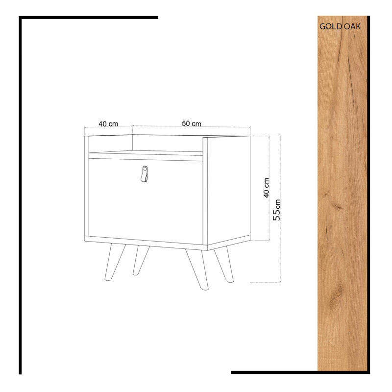 Table de chevet Yair , Gris