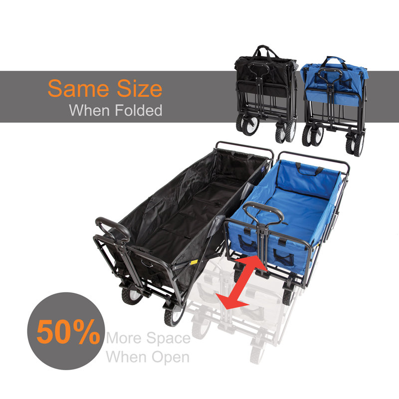 Black Extra Long Collapsible Utility Storage Wagon