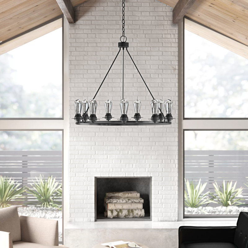 9 - Light Farmhouse Chandelier, Graphite