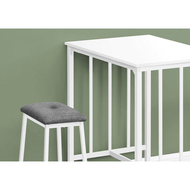 Moderne, hauteur comptoir, 3 pièces, 36 po rectangulaire, support en stratifié blanc, métal, cuisine