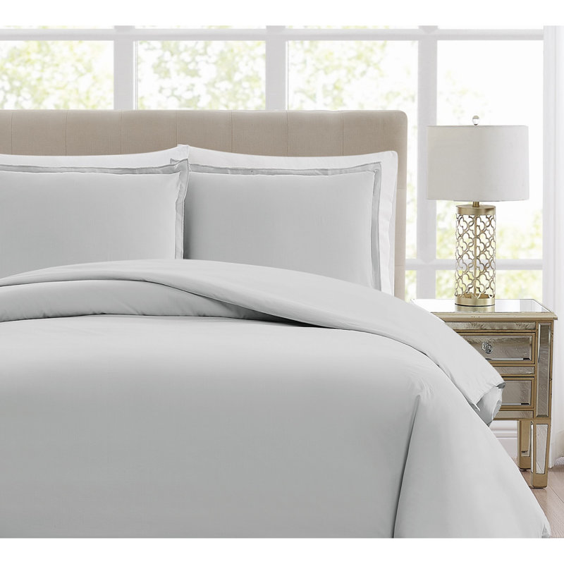 Ensemble de housse de couette en coton percale 400TC Borghese Roma 400TC, Gris