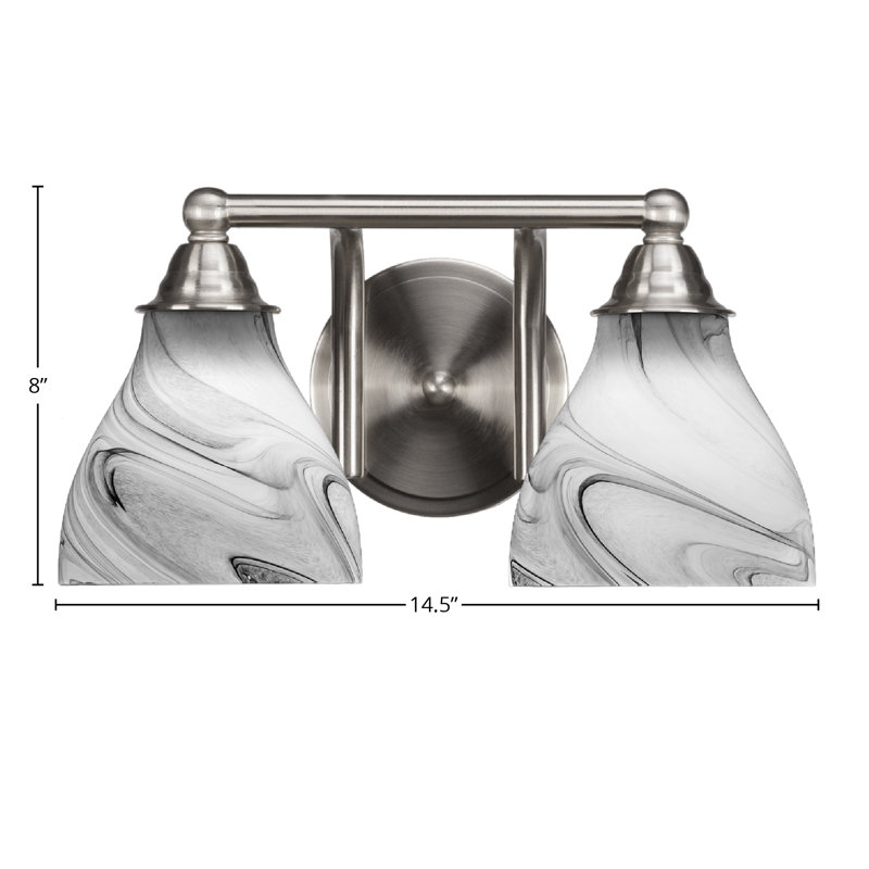 Barre d'éclairage de salle de bain 2 lumières Michell, Onyx tourbillon, Nickel brossé