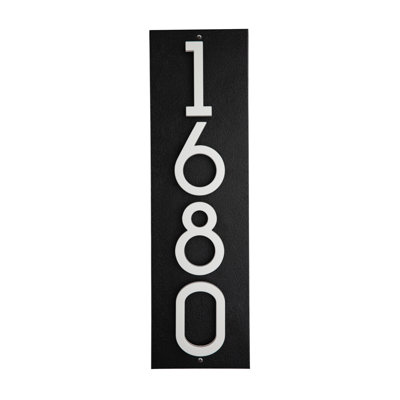 Floating Stand-Off 4-Number Vertical Sign, Black /W/ White Modern Font Numbers