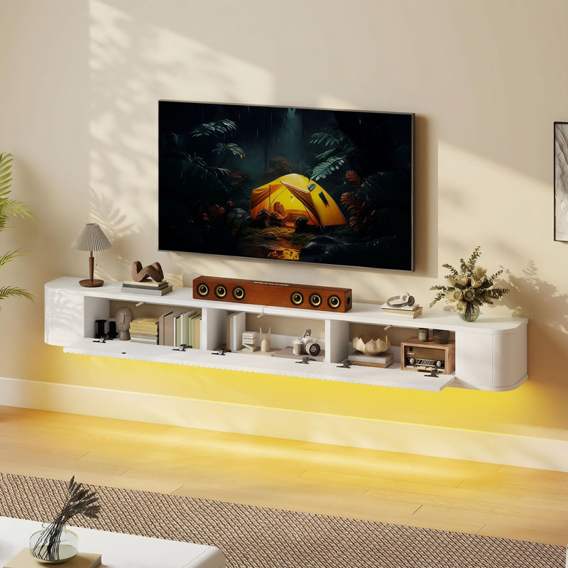 Wall Muonted TV Stand, 20cm H x 180cm L x 25cm W, White