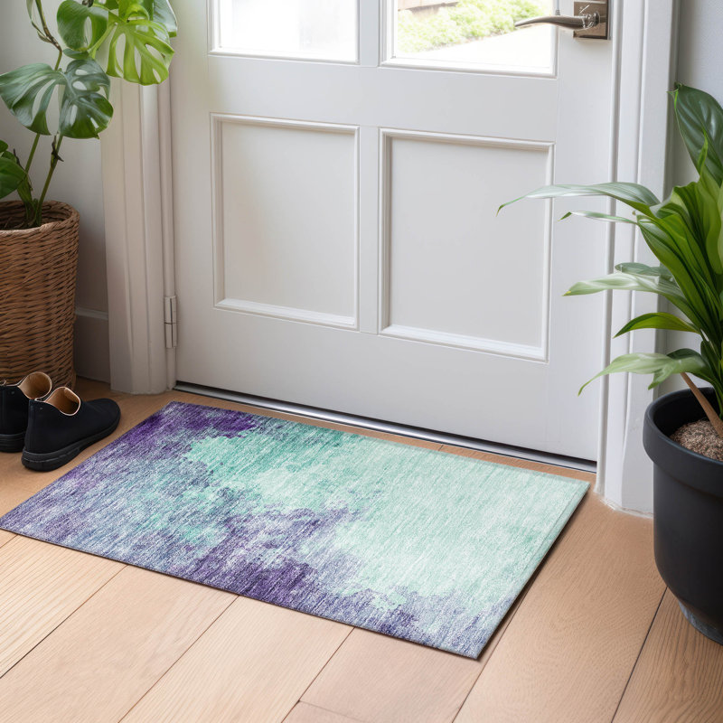 Machine Washable Indoor/Outdoor Cicel ACN1138 Seafoam, Rectangle 1'8" x 2'6"