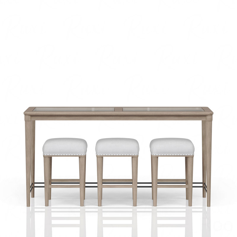 Glass Console Table, With 3 Stools