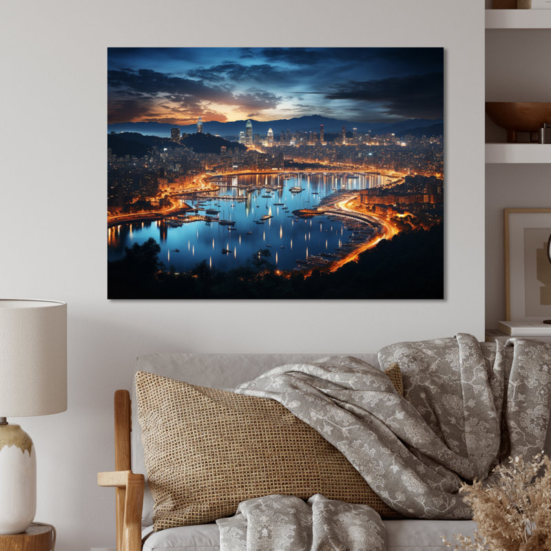 Paysage urbain magnifique de Barcelone I - décoration murale en métal Barcelone, H 30 po x l 40 po x P 1 po