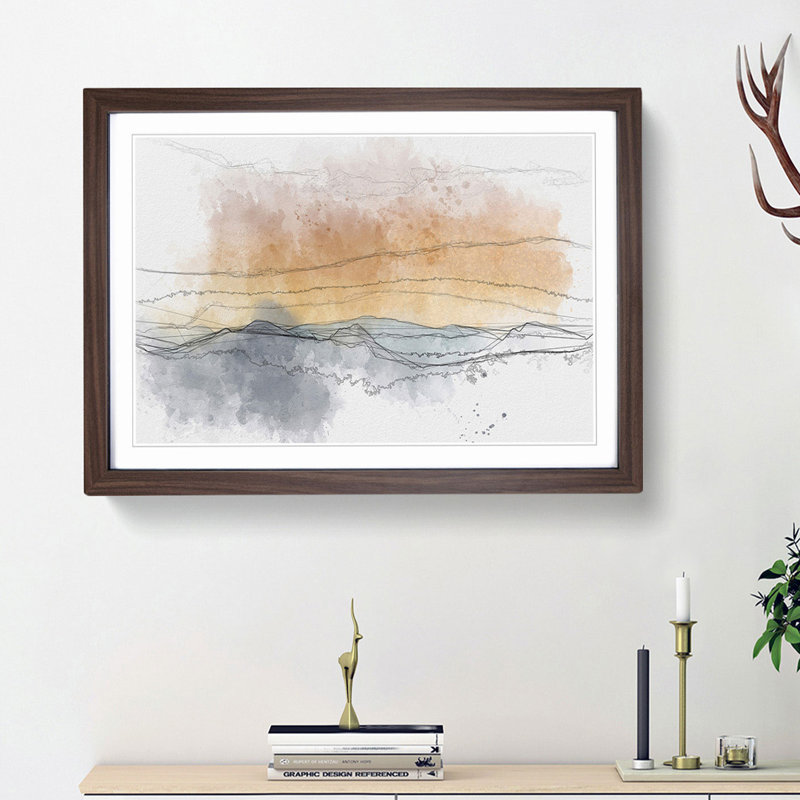 Mountains in Marbella Spain in Abstract - Picture Frame Graphic Art Print, 27cm H x 36cm W x 2cm D, Walnut Framed