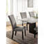 Superbe table à plateau en marbre avec 6 chaises d'appoint en flanelle gris clair et ensemble de meubles de salle à manger 7 pièces