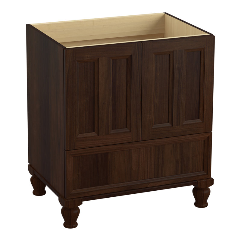 Base de meuble-lavabo 30 po Damask® avec pieds de meuble, 2 portes et 1 tiroir, Ramie couleur noyer