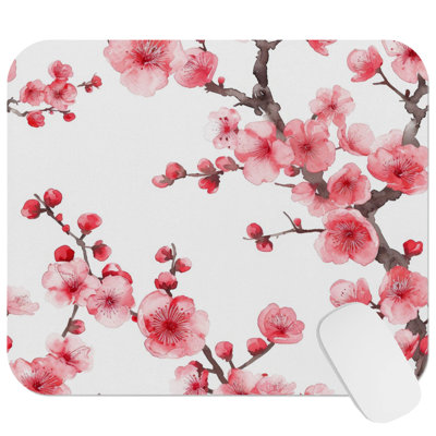 Floral Plum Blossom VII Asian & Oriental Gaming Cute Office Laptop Desk Pad Gift Mat Square Rectangle Non-Slip Mousepad