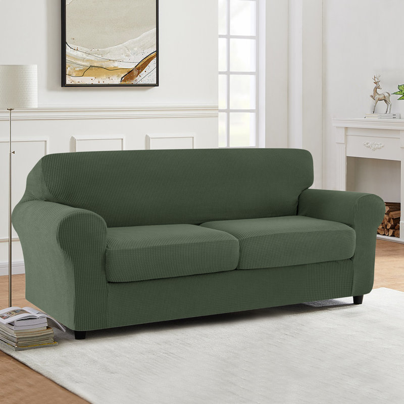 Pizarro Box Cushion Loveseat Slipcover, Green