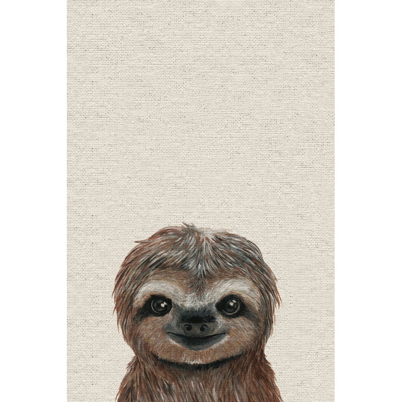 Cheerful Sloth III - Painting on Canvas, 61cm H x 41cm W