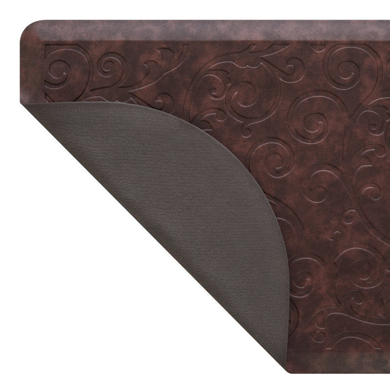 Red Faux Leather Anti-Fatigue Kitchen Mat Set