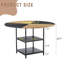 Table de salle à manger spacieuse de 47,3 po avec rangement double couche, design élégant en bois et noir de 47,3 po de diamètre