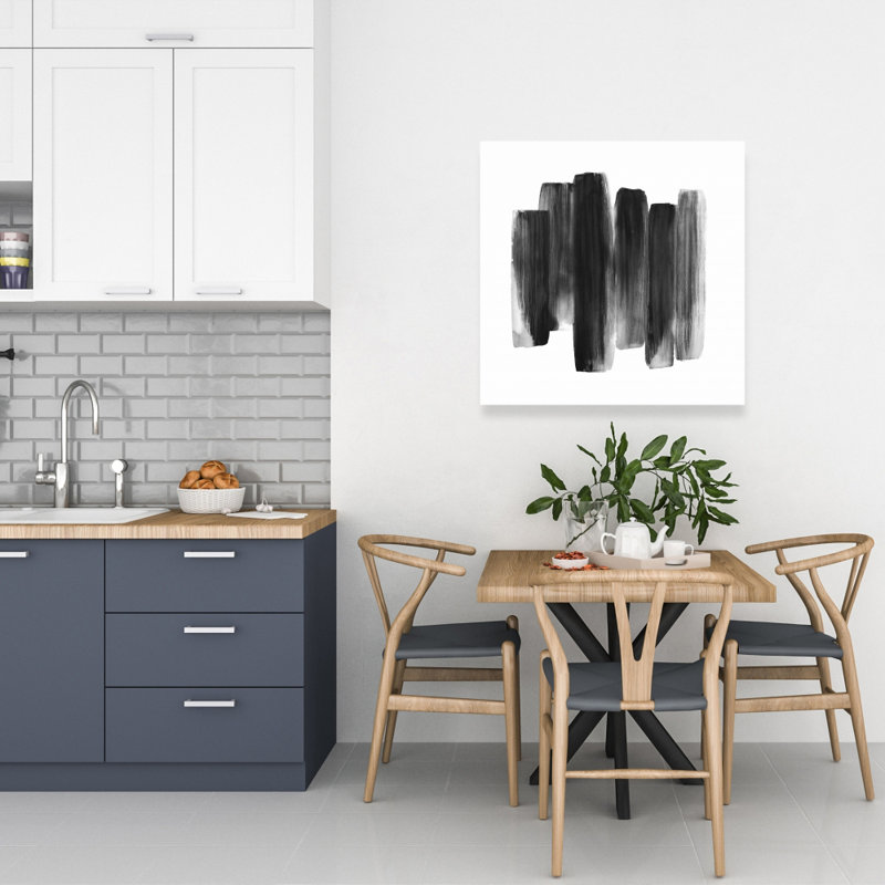 Abstract Minimalist Canvas - Black Shapes for Bedroom Decor