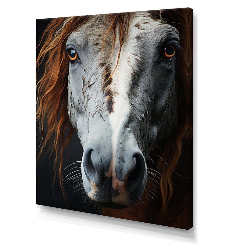 «Keeng Grey Brown Horse Serenity», reproduction sur toile, H 32 po x l 24 po x P 1 po, Toile tendue