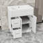 Meuble-lavabo autoportant élégant avec charnières à fermeture en douceur, rangement réglable et lavabo en résine
