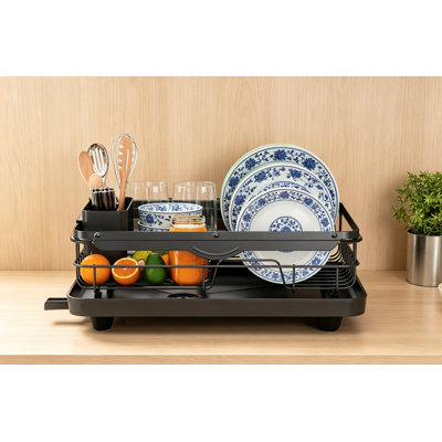 Stainless Steel Dish Rack for Kitchen Counter with Cutlery Holder