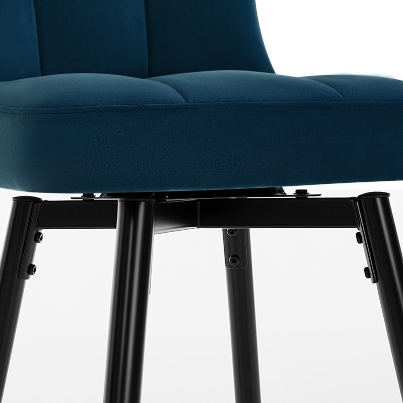 26"Swivel Upholstered Bar Stool, Velvet Blue