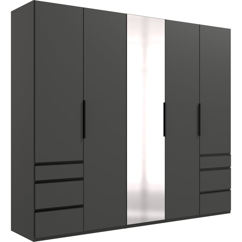 Guardino 5 Door Wardrobe, 216cm H x 250cm W x 58cm D, Graphite