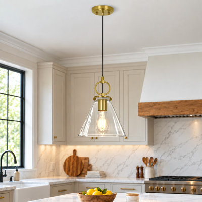 Luminaire suspendu moderne à 1 lumière avec abat-jour conique et luminaire suspendu réglable pour îlot de cuisine Levona