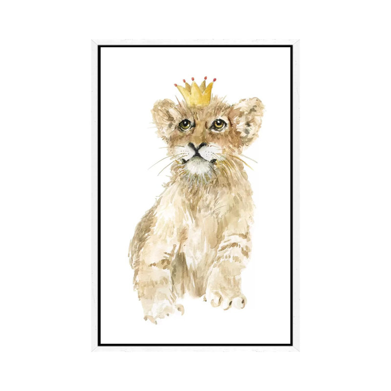 Savannah Lion Cub by Carol Robinson - Painting on Canvas, 152.5 cm H x 101.5 cm W, White Framed