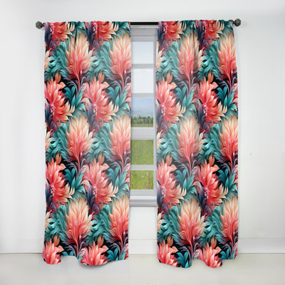 Corail illusion motif tropical V - Rideau en velours tropical - obscurcissant - 1 panneau