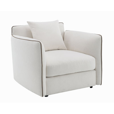 Chaise en chenille beige avec oreiller Yolanda