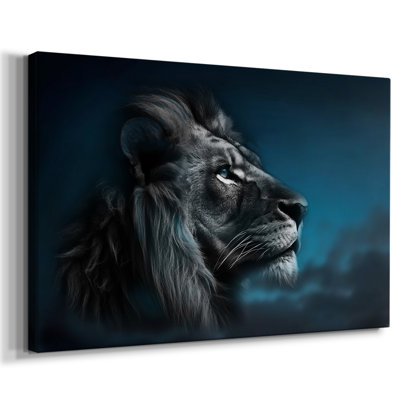 Portrait d'un lion - Toile tendue avec châssis encadré - Prêt à être accroché