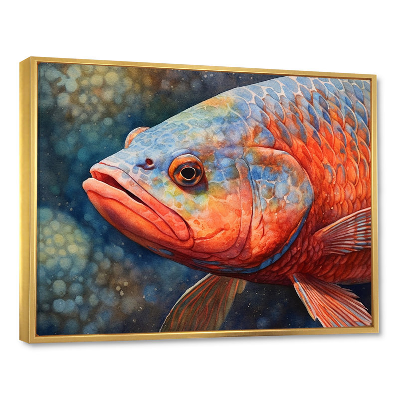 " Underwater Fish Fantasy I ", Gold Floater Framed, 30" H x 40" W x 0.5" D