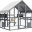 Enceinte d'extérieur pour chat 28Ft - Luxe en bois avec 2 portes, parc, cachettes. Grandes maisons grises, ponts-625470492