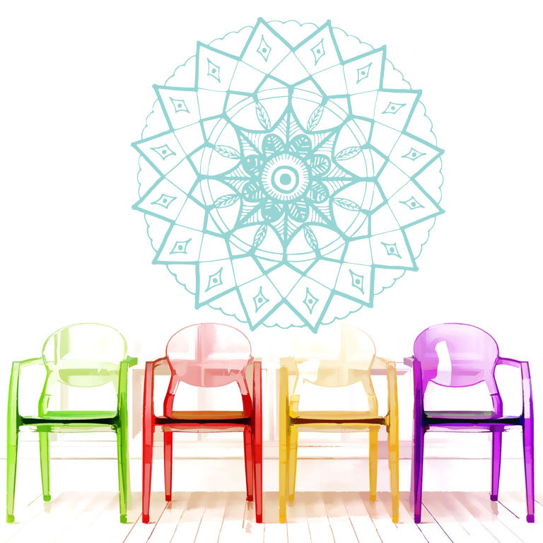 Adhésif décoratif mandala yoga, H 20 po x l 22 po, Menthe