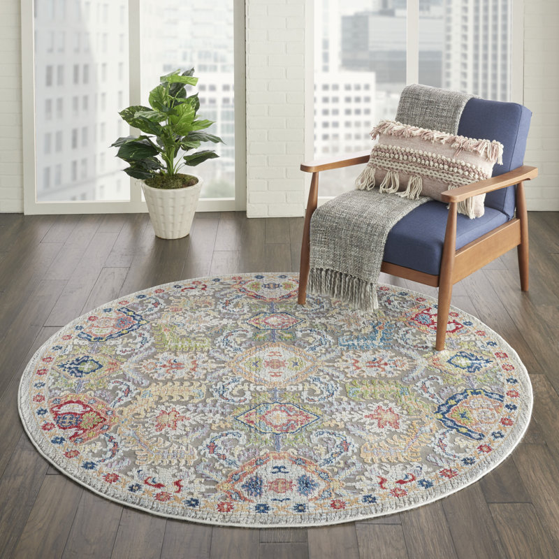 Tapis traditionnel gris Raymond, Rond 4 pi