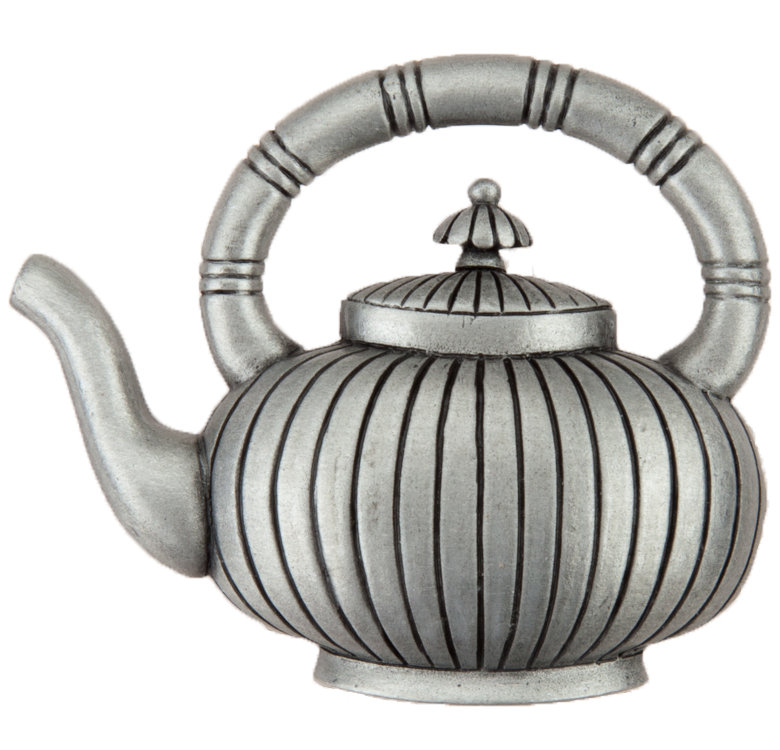 Antique Pewter Teapot Cabinet Knob with Mounting Hardware