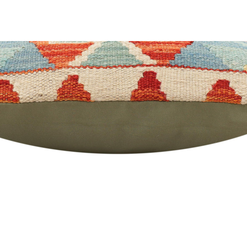Coussin Boho Chic Hume, Bleu, jaune et orange, H 18 po x l 19 po