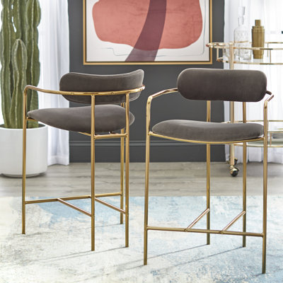 Zaida Upholstered Counter Stool with Metal Frame