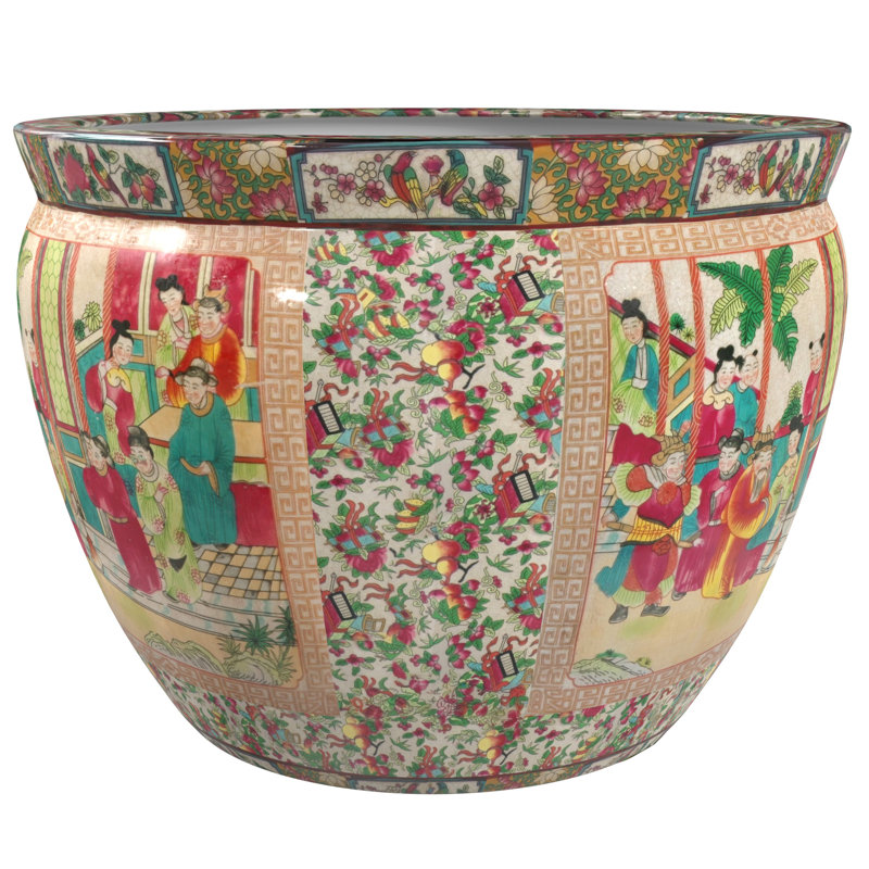 Medallion Urn, Rose Medallion, 8.5" H x 12" W x 12" D