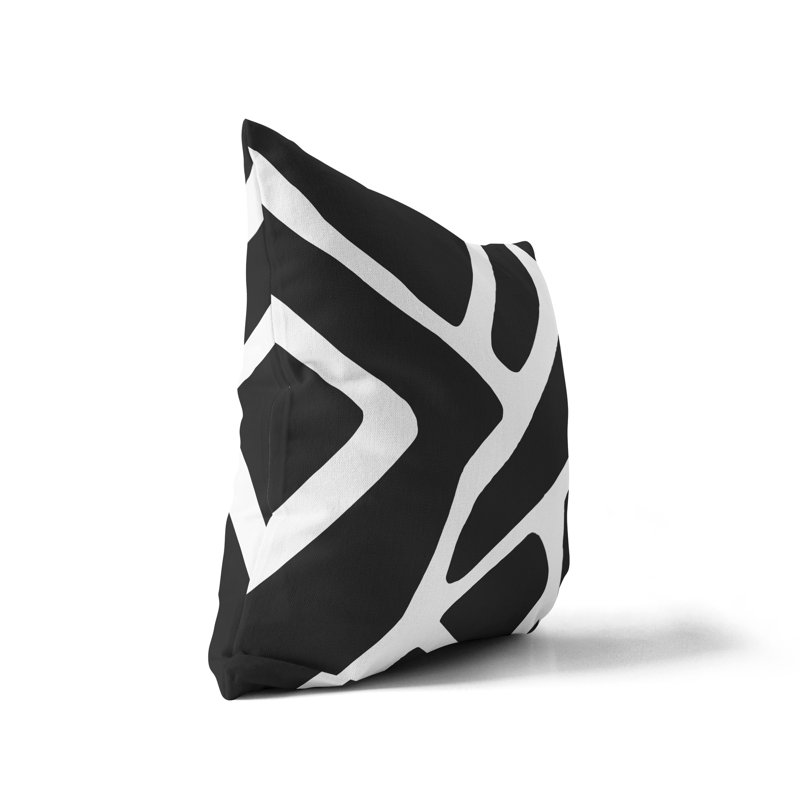 Coussin décoratif noir à motif abstrait zébré Hunter, 16 po x 16 po
