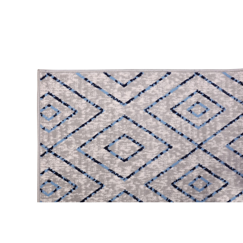 Tapis gris clair / bleu Edwinton, Tapis de couloir 2 pi x 4 pi