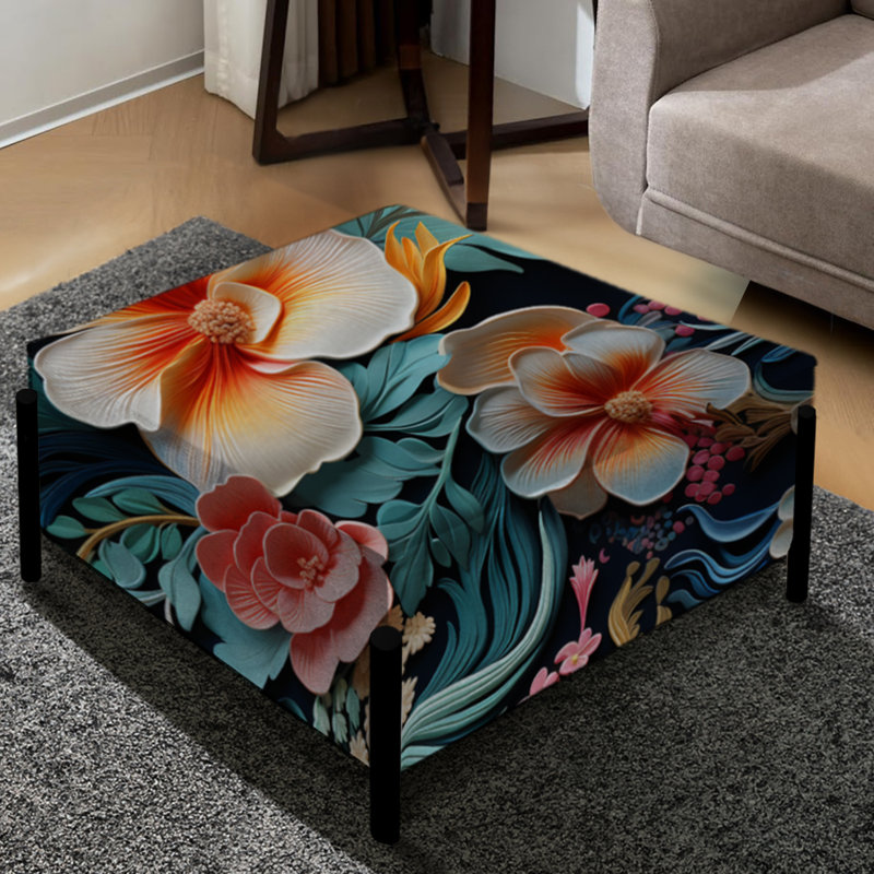 Motif tropical à motif cachemire - Grand repose-pieds carré à motif cachemire