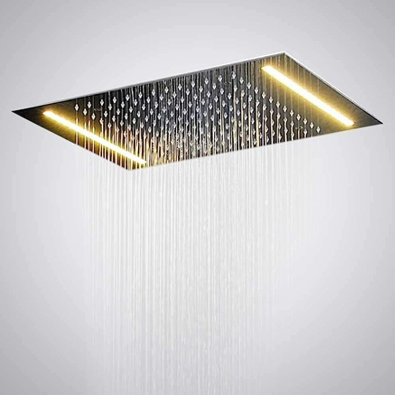 Luna Recessed Shower Head with Single Color LED Shower Head in Chrome Finish
