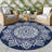 Round Outdoor Patio Rugs 5Ft Blue Reversible Plastic Straw Rug with Carry Bag Lightweight Floor Mat for Patio Camping Picnic Backyard RV-820894654-820894642