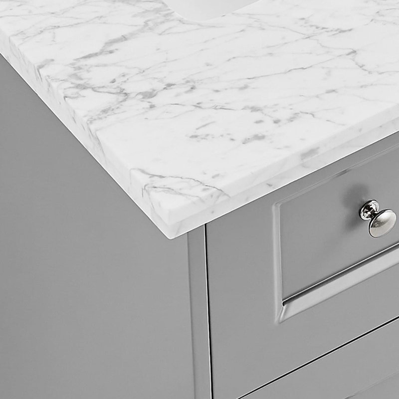 Nora 24" Freestanding Standard Single Bathroom Vanity with Top, Gray, 24", White Carrara Marble