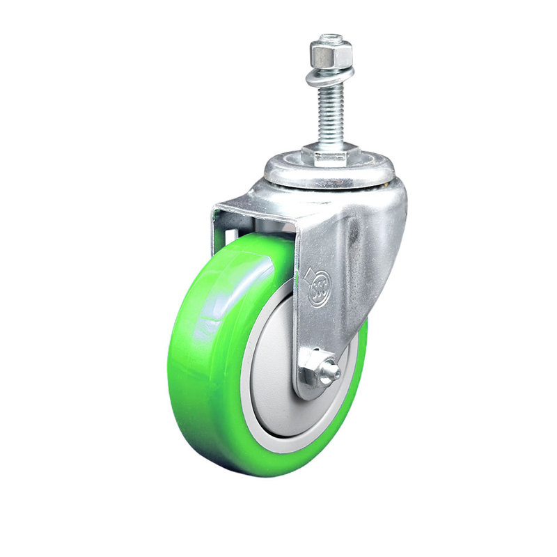 Roulettes à tige filetée en polyuréthane 4 pouces 4mm, Vert