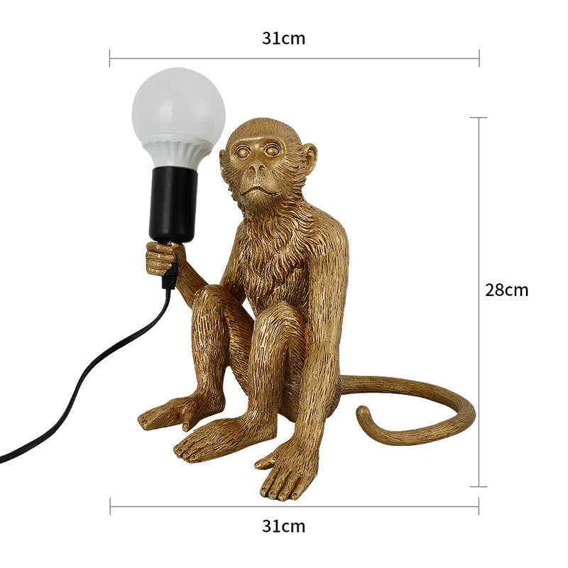 Modern Metallic Painted Monkey Design Table Lamp