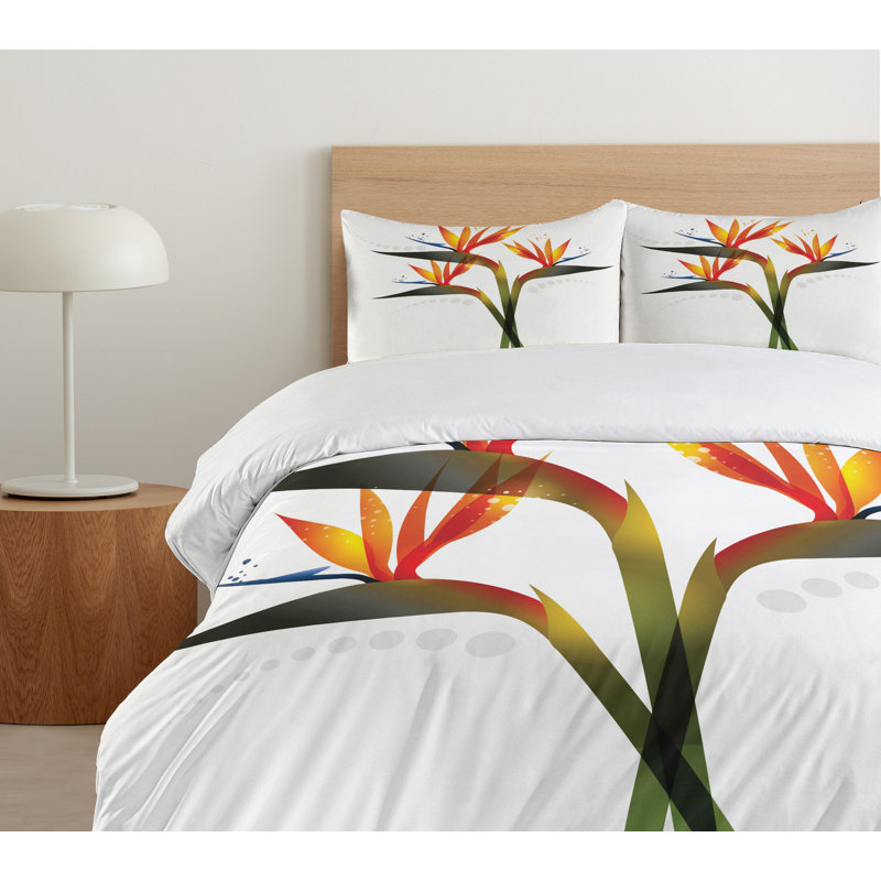 Coastal Polyester Floral Duvet Cover