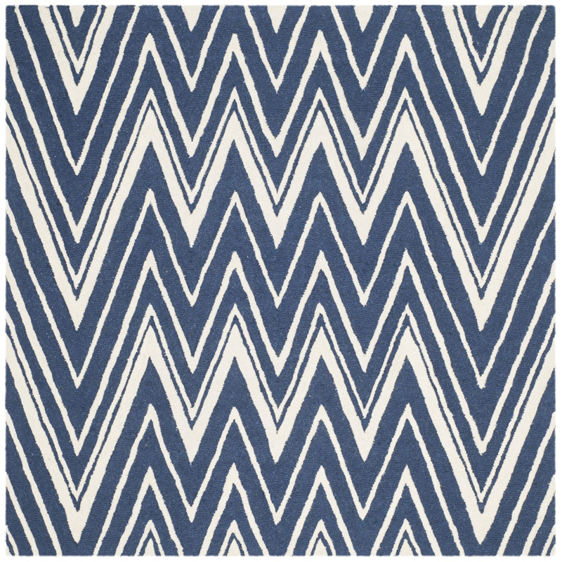 Sanyla Hand Tufted Wool Chevron Rug, Square 6'