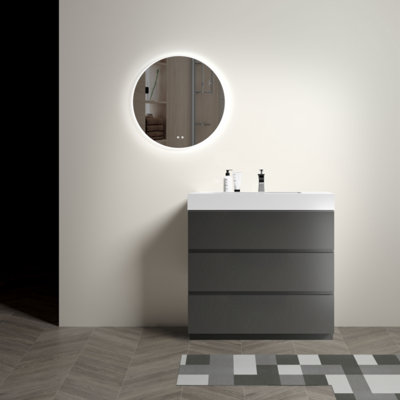 Meuble-lavabo mural simple avec plateau en mélamine 35,8 po Clizia